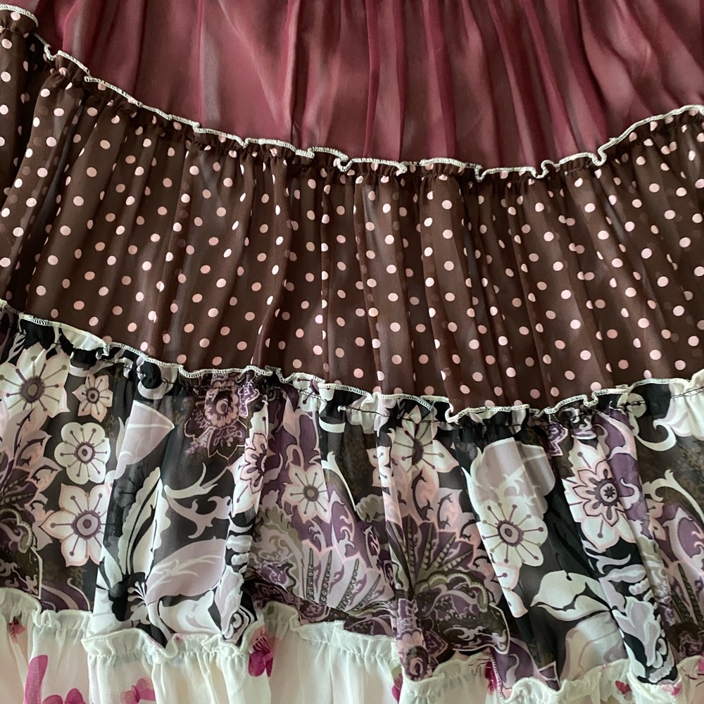 Matty M - Layered flowered skirt with pink liner. - Picture 7 of 10